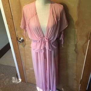 Sheer Tie Waist Coverup/Robe